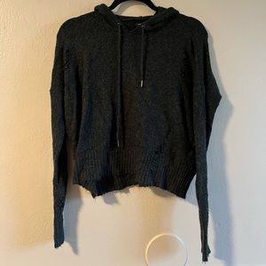 Distressed soft hoodie sweater